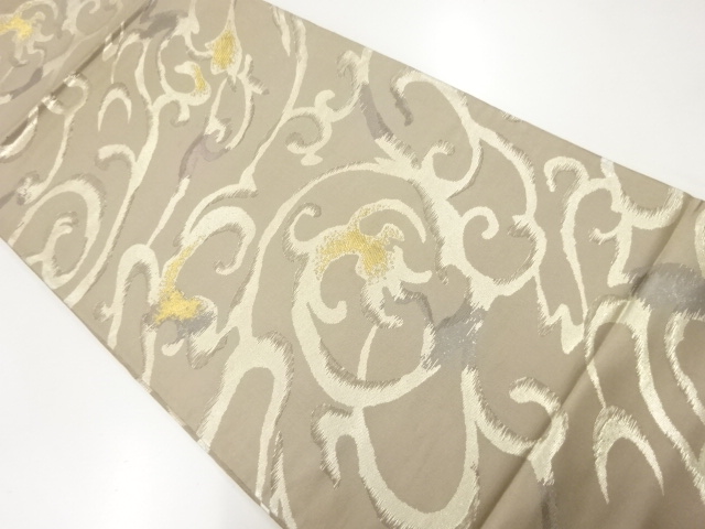 アンティーク　花唐草模様織出し袋帯（材料）